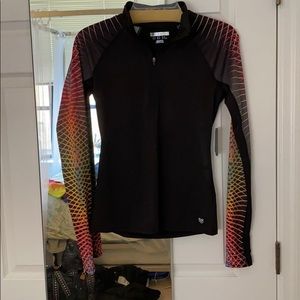 Black half zip workout athletic pullover.